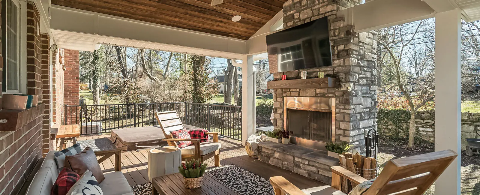 Photo of an outdoor living space with fireplace in St. Louis